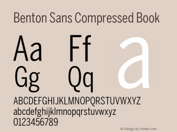 Benton Sans Compressed Book Version 2.0 Font Sample