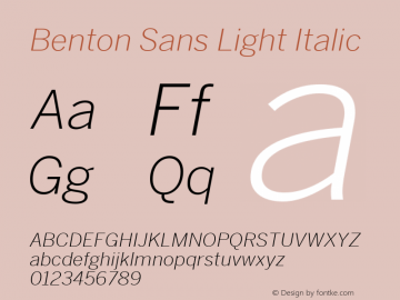 Benton Sans Light Italic Version 2.0图片样张