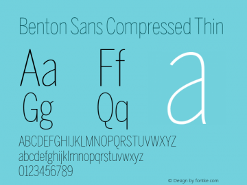 Benton Sans Compressed Thin Version 2.0 Font Sample