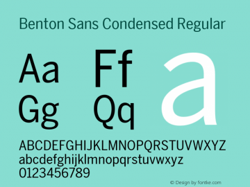 Benton Sans Condensed Regular Version 2.0 Font Sample