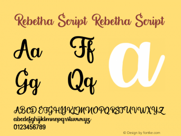 Rebetha Script  Font Sample