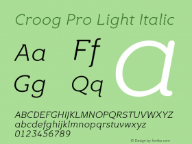 CroogPro-LightItalic Version 2.000 Font Sample