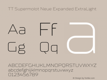 TTSupermolotNeue-ExpXLight Version 1.000 Font Sample