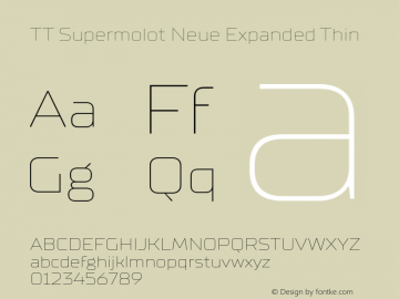 TTSupermolotNeue-ExpThin Version 1.000 Font Sample