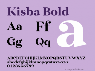 Kisba-Bold Version 1.000;PS 001.000;hotconv 1.0.88;makeotf.lib2.5.64775 Font Sample