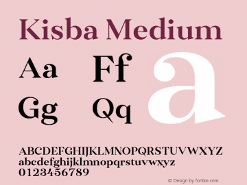 Kisba-Medium Version 1.000;PS 001.000;hotconv 1.0.88;makeotf.lib2.5.64775 Font Sample