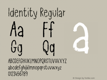 Identity-Regular Version 1.000 Font Sample