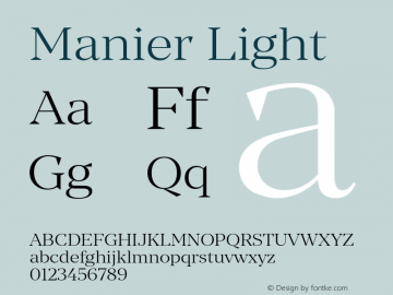 Manier-Light Version 1.000;PS 001.000;hotconv 1.0.88;makeotf.lib2.5.64775 Font Sample