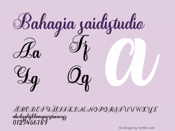 Bahagia saidistudio Version 1.000 Font Sample