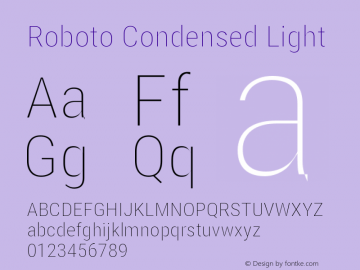 Roboto Condensed Light Version 2.000980; 2014图片样张