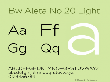 Bw Aleta No 20 Light Version 1.000;PS 001.000;hotconv 1.0.88;makeotf.lib2.5.64775 Font Sample