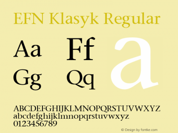 EFN Klasyk Regular 2.000 Font Sample