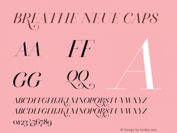 BreatheNeueCaps Version 001.001 Font Sample