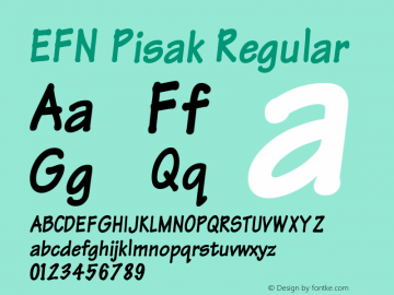 EFN Pisak Regular Version 2.0; 2000 Font Sample
