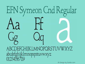 EFN Symeon Cnd Regular Version 2.0; 2000 Font Sample