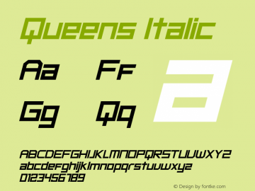 Queens Italic Version 1.00;February 26, 2019;FontCreator 11.5.0.2422 64-bit Font Sample