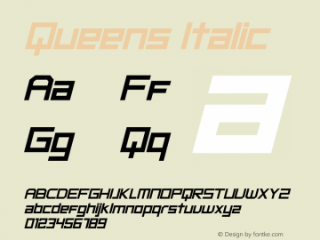 Queens Italic Version 1.00;February 26, 2019;FontCreator 11.5.0.2422 64-bit Font Sample
