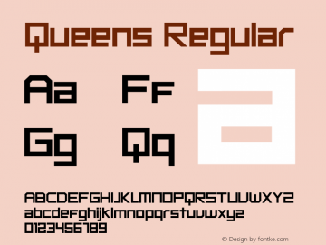 Queens Version 1.00;February 26, 2019;FontCreator 11.5.0.2422 64-bit图片样张