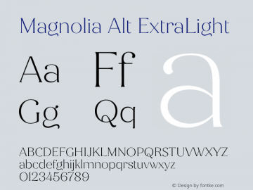 Magnolia Alt ExtraLight Version 1.001;PS 001.001;hotconv 1.0.88;makeotf.lib2.5.64775 Font Sample
