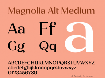 Magnolia Alt Medium Version 1.001;PS 001.001;hotconv 1.0.88;makeotf.lib2.5.64775 Font Sample