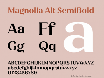 Magnolia Alt SemiBold Version 1.001;PS 001.001;hotconv 1.0.88;makeotf.lib2.5.64775 Font Sample