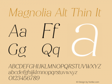 Magnolia Alt Thin It Version 1.001;PS 001.001;hotconv 1.0.88;makeotf.lib2.5.64775图片样张