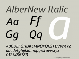 AlberNew-Italic Version 2.000 Font Sample