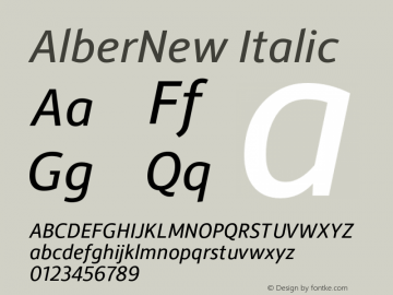 AlberNew-Italic Version 2.000 Font Sample