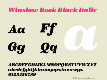 WinslowBook-BlackItalic Version 1.000 Font Sample