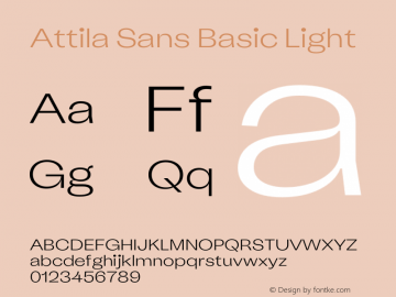 Attila Sans Basic Light Version 1.000 Font Sample