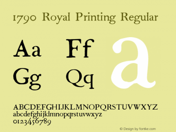 1790RoyalPrinting-Regular Version 1.00 Font Sample