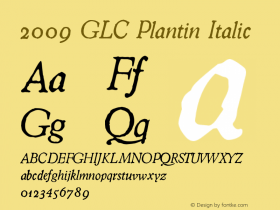 2009GLCPlantin-Italic Version 1.00图片样张