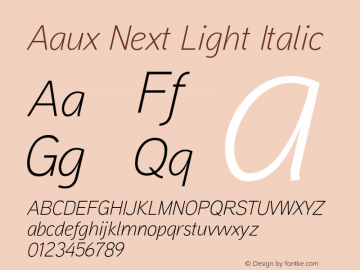 AauxNext-LightItalic Version 1.000 2008 initial release图片样张