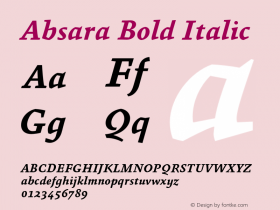 Absara-BoldItalic Version 7.504 Font Sample