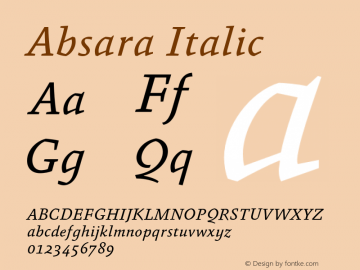 Absara-Italic Version 7.504 Font Sample