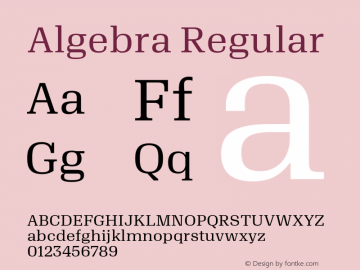 Algebra-Regular Version 1.2; 2016 Font Sample