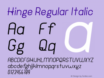 Hinge Regular Italic Version 1.00;March 21, 2019;FontCreator 11.5.0.2422 64-bit Font Sample