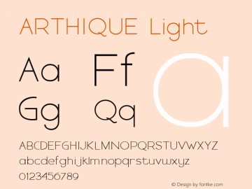 ARTHIQUE  Light  Font Sample