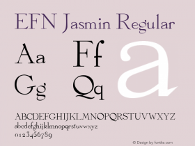 EFN Jasmin Regular Version 2.0; 2000 Font Sample