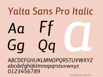 YaltaSansPro-Italic Version 1.000;com.myfonts.linotype.yalta-sans-pro.italic.wfkit2.45QX Font Sample