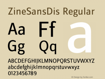 ZineSansDis Version 7.504 Font Sample