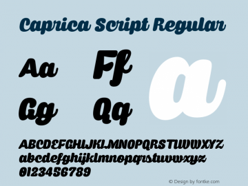 CapricaScript-Regular Version 1.00 Font Sample
