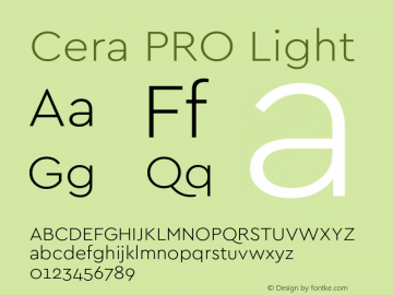 CeraPRO-Light Version 1.001 Font Sample
