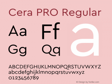 CeraPRO-Regular Version 1.001 Font Sample