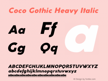 CocoGothic-HeavyItalic Version 2.001 Font Sample
