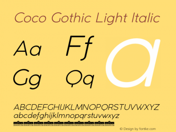 CocoGothic-LightItalic Version 2.001 Font Sample