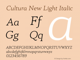 CulturaNew-LightItalic Version 1.10 Font Sample