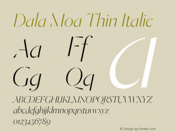 DalaMoaThin-Italic Version 1.001 2014 Font Sample