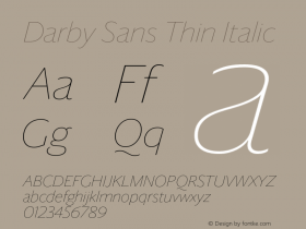 DarbySans-ThinItalic Version 1.5 2015图片样张