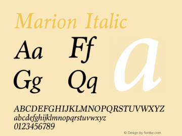 Marion-Italic Version 1.000 2006 initial release图片样张